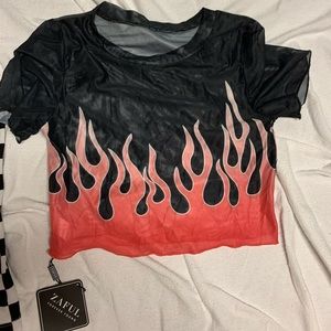 Zaful mesh flames top